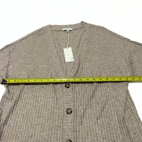 Ribbed Button-Up Cardigan - Taupe, Size XS New With Tags - Picture 5 of 6